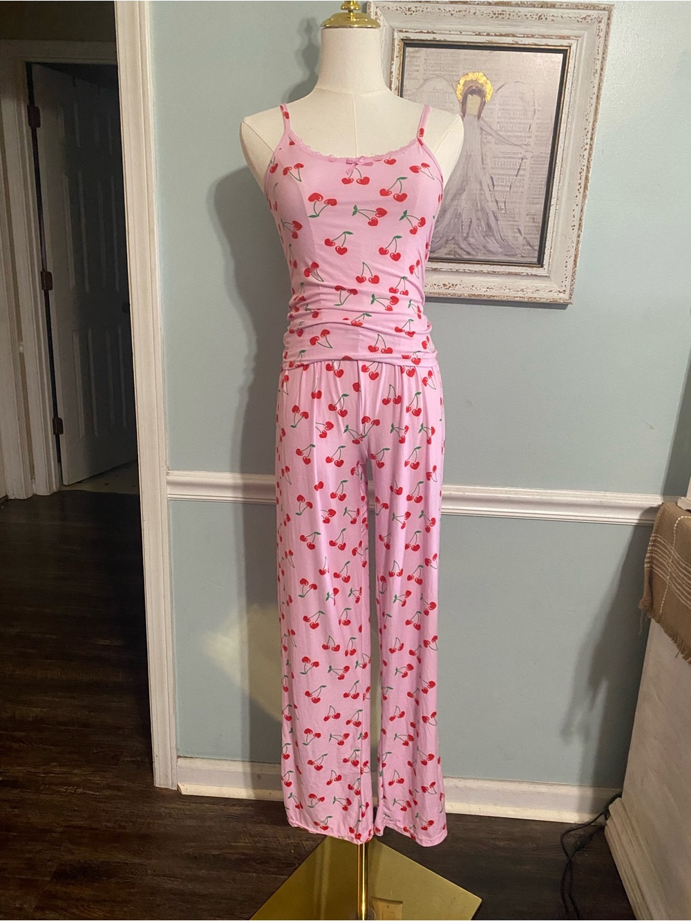 Pink Cherry-Print Pajama Set - Women’s Sleepwear